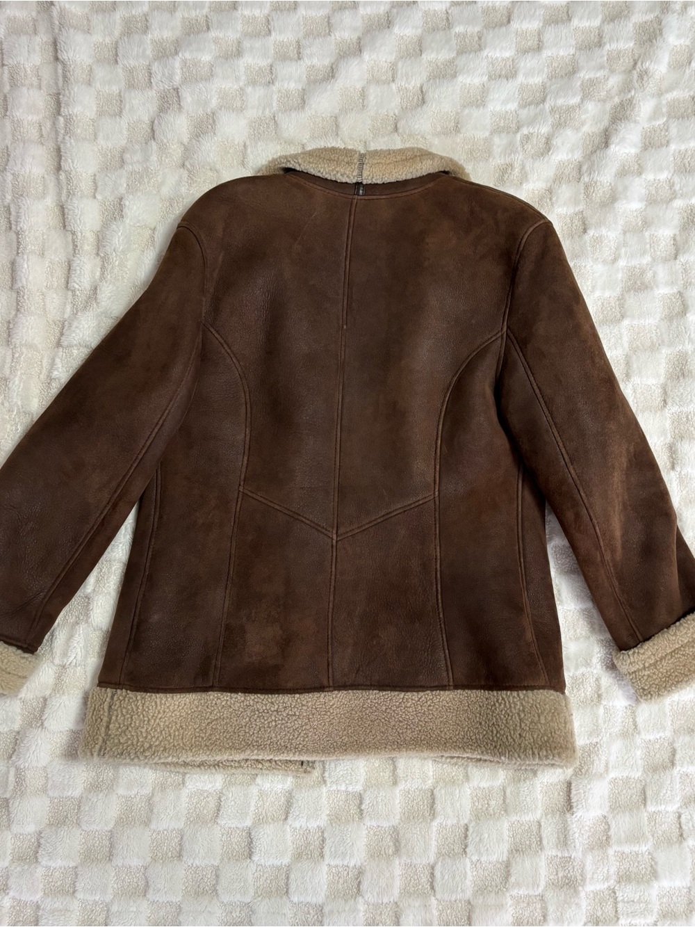 Brown Shearling-Lined Suede Jacket - Women's Cozy Coat - Picture 2 of 2